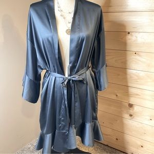 Victoria's Secret Satin Robe in Steel Blue